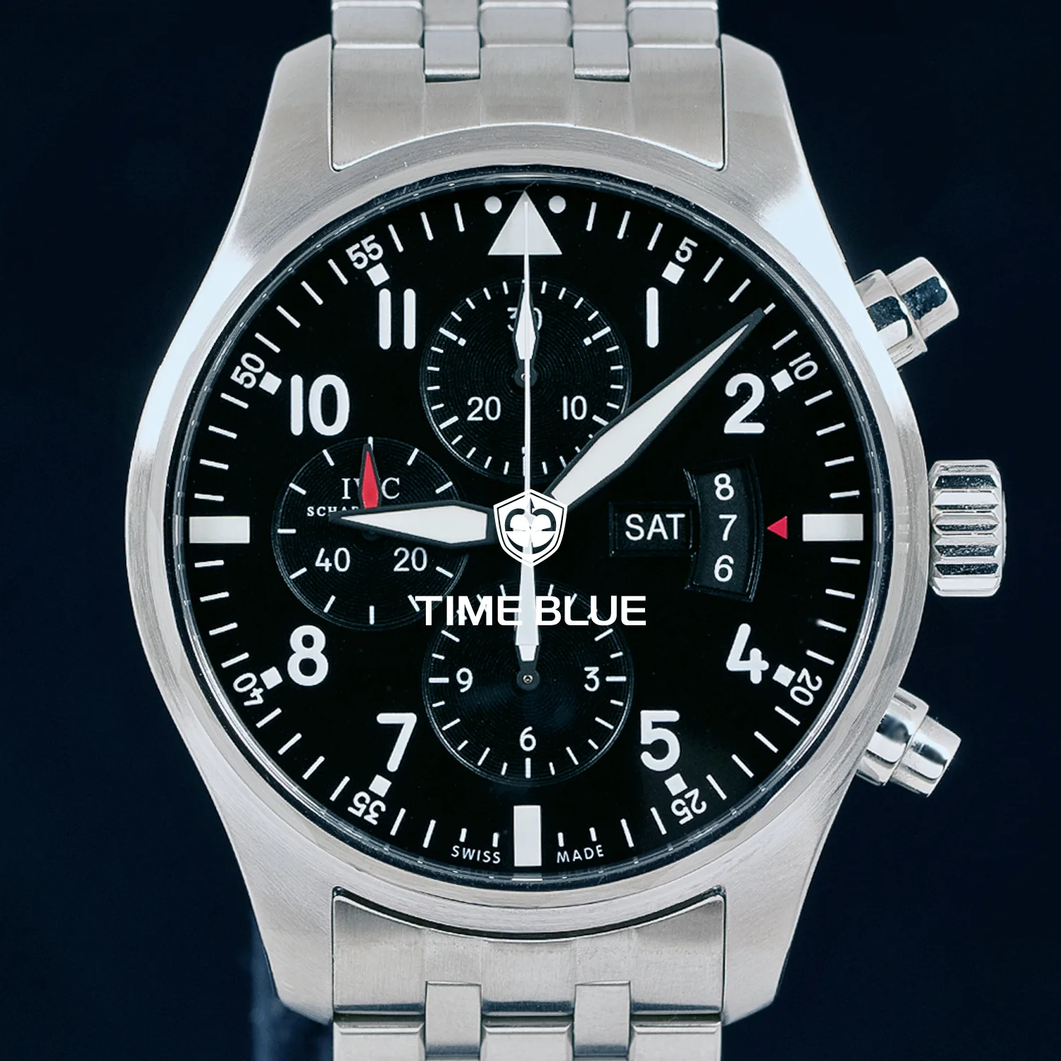 IWC 파일럿 크로노그래프 스틸 검판 IW377704