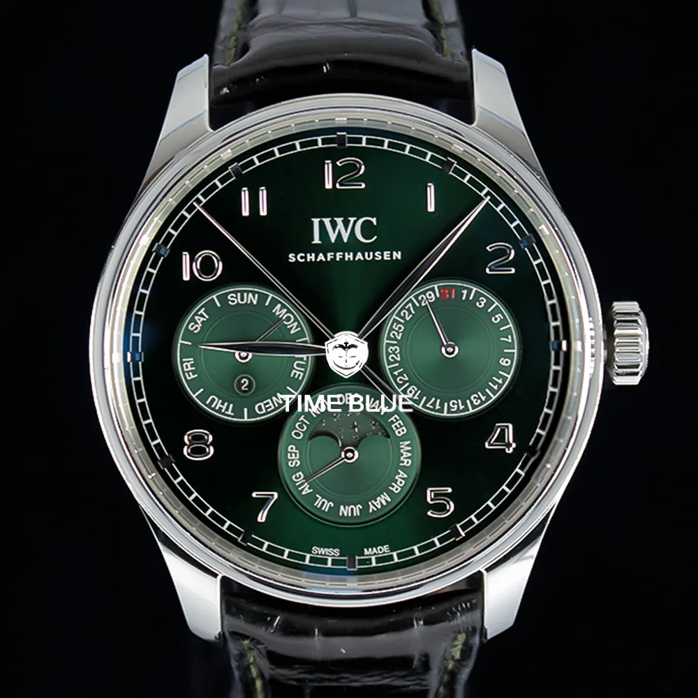 IWC 퍼페추얼캘린더42 스틸 그린판 D스트랩 IW344207